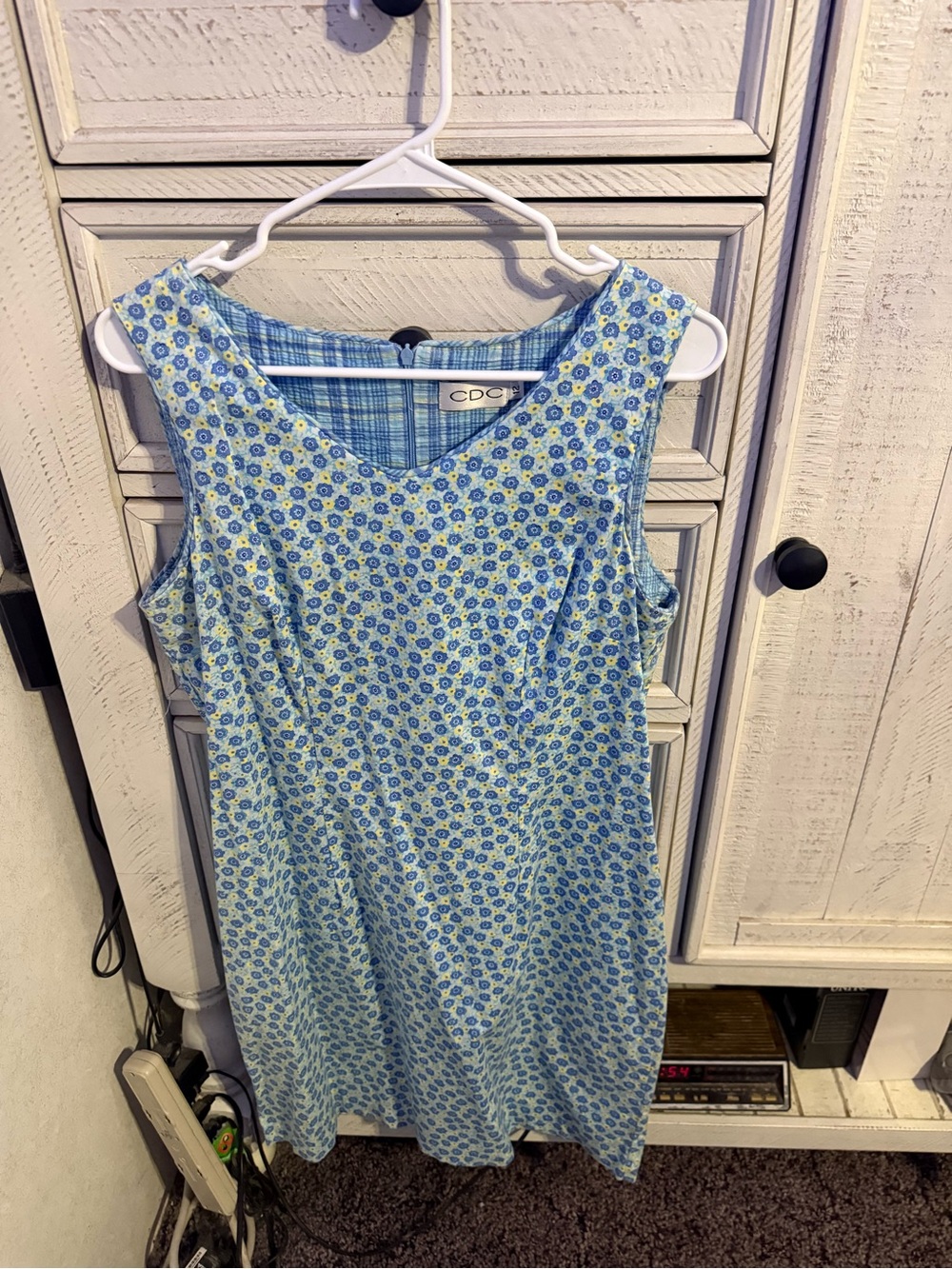 CDC Light Blue Floral Sleeveless Shift Dress